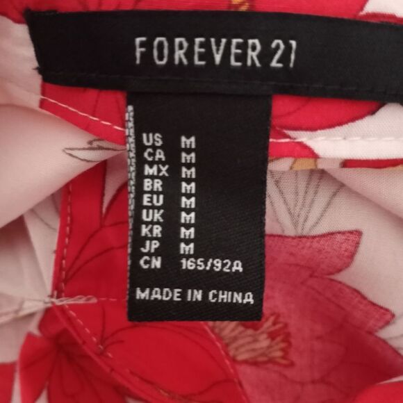 FOREVER 21 PINK & RED FLORAL SHIRT DRESS SZ.M EUC - Picture 6 of 6